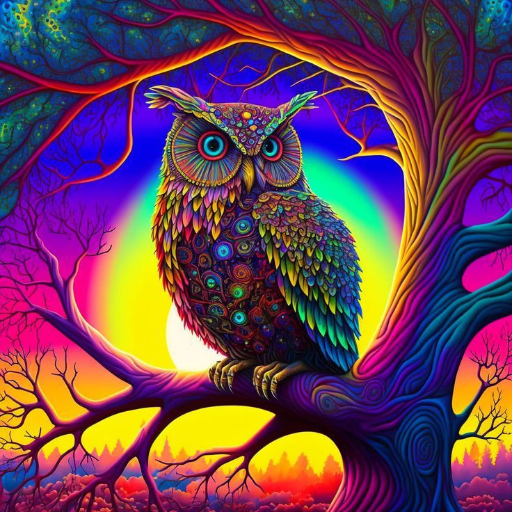Staring Colorful Owl Best Bead Art