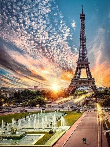 Sunset View From Eiffel Tower Diamond Bead Art