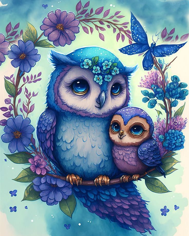 Sweet Blue Owls Bead Art Kits