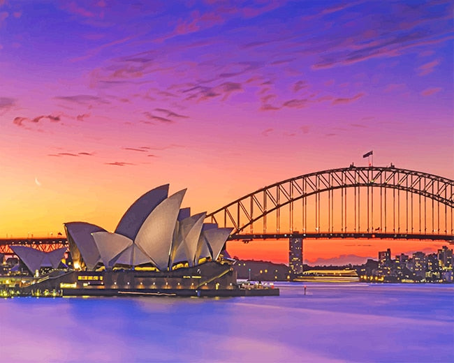Sydney Opera House Sunset Color of Painting Diamond
