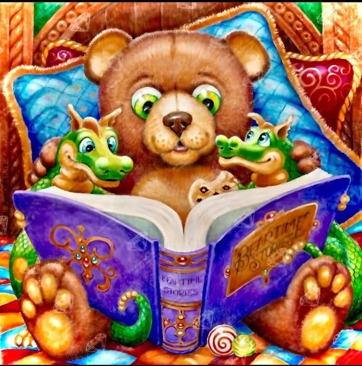 Teddy Bear Reading Book Diamond Painting
