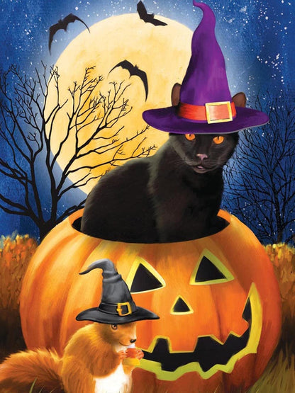 The Halloween Cat And Squirrel Diamond Art