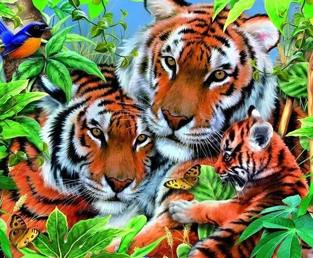 Tiger Family In Forest Best Bead Art Kits