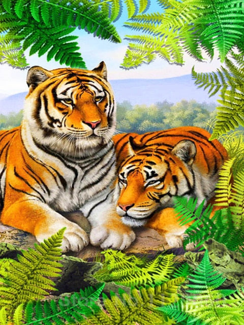 Tiger With Tigress 5D Diamond Bead Art