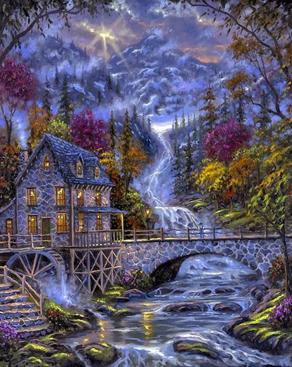 Water Mill-Diamond Bead Art