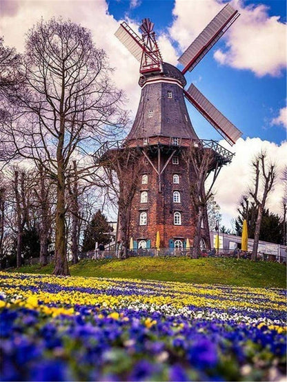 Windmill In The Park Diamond Art