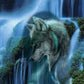 Wolf In Waterfall Shadow 5D Diamond Bead Art